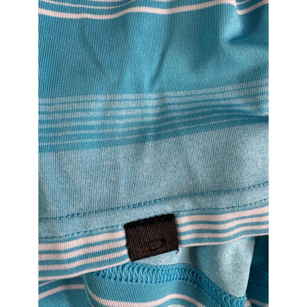 Oakley Polo Shirt Men’s Large Blue Striped Golf Performance Regular Fit SS - Picture 5 of 8